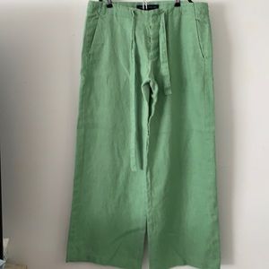French Connection 100% linen green pants size 6